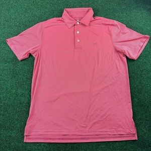 Southern Tide Performance Brrr Polo Mens Size Medium Red Striped Cooling Shirt